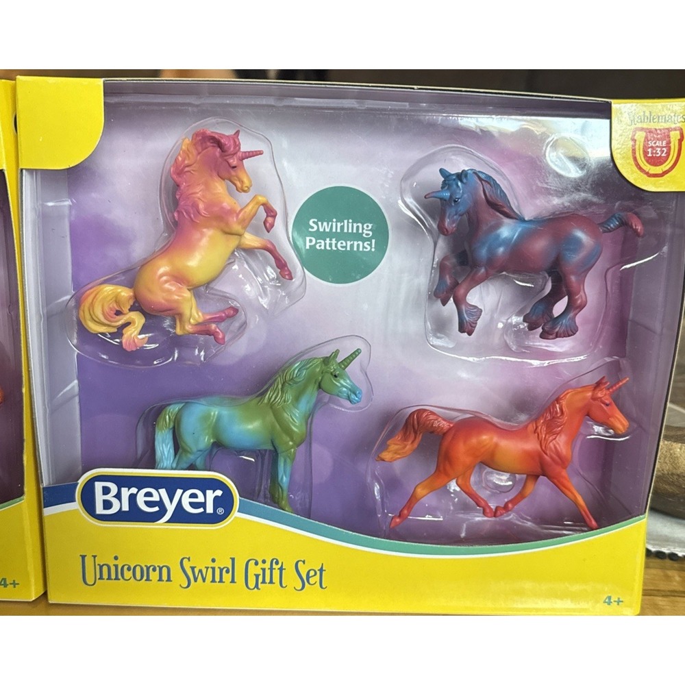Lot Of 2 Breyer - Stablemates Unicorn Swirl Gift Set-1:32 Scale New And Sealed